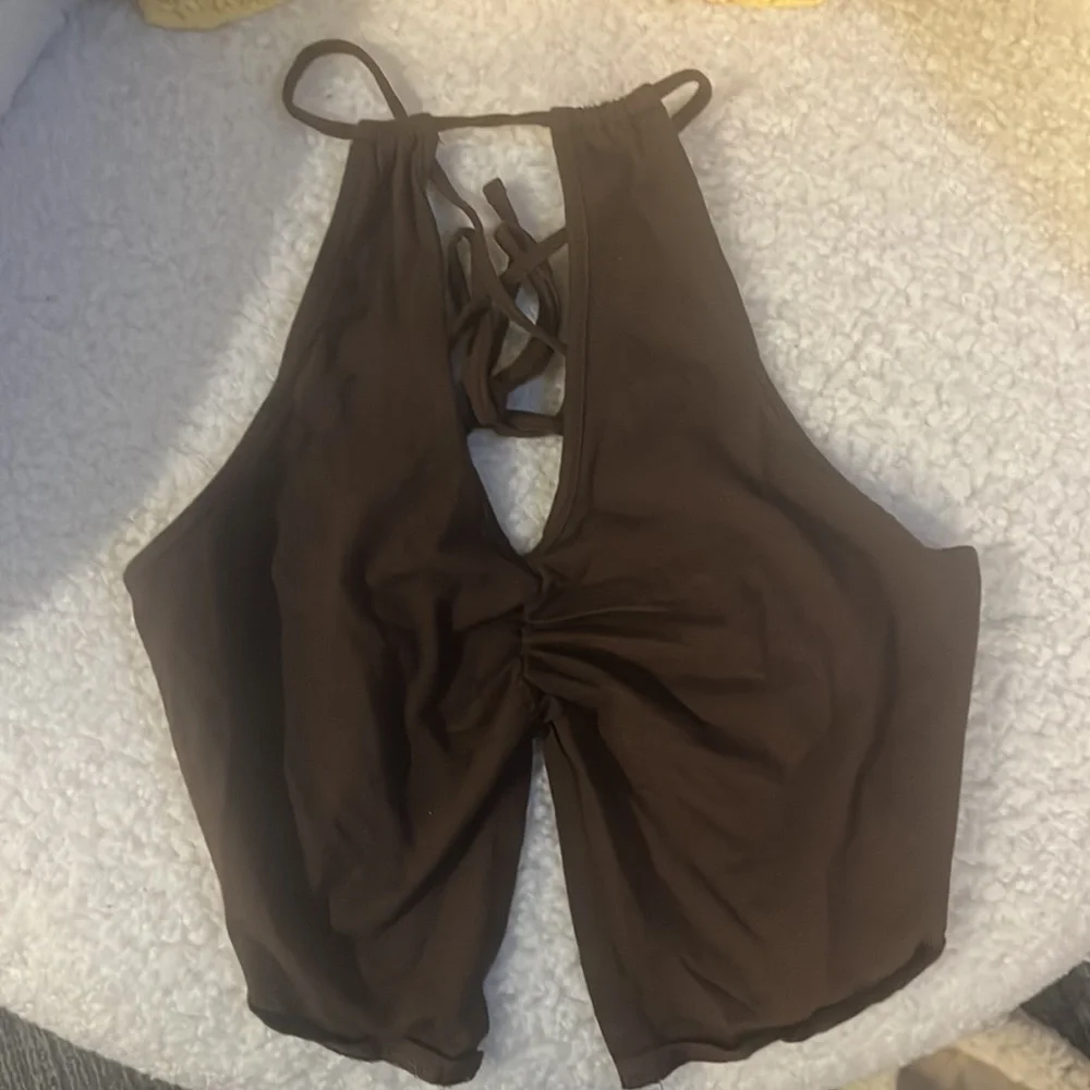 Motel Rocks Asmi Crop Top in Deep Mahogany - Picture 7 of 8